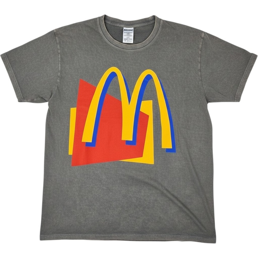McDonald's Graphic T-Shirt Mens Medium Grey Excellent Acid Wash Golden Arches